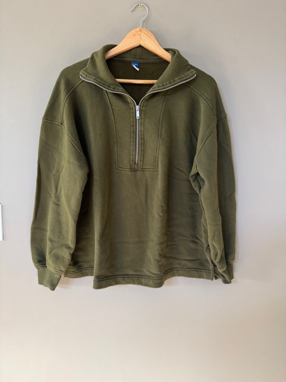 Maternity Olive Half-Zip Pullover Sweater